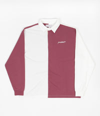 Yardsale Puzzle Long Sleeve Polo Shirt - Burgundy / White