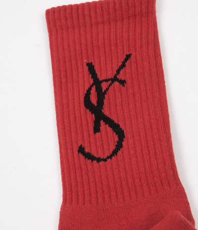Yardsale Script Socks  - Wine Red