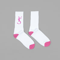 Yardsale YS Script Socks  - White / Rose thumbnail
