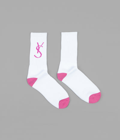 Yardsale YS Script Socks  - White / Rose
