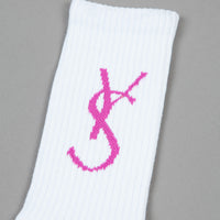 Yardsale YS Script Socks  - White / Rose thumbnail