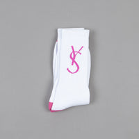 Yardsale YS Script Socks  - White / Rose thumbnail