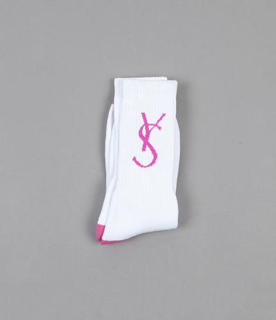 Yardsale YS Script Socks  - White / Rose